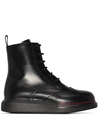 Alexander Mcqueen Leather Exaggerated-sole Ankle Boots In Black