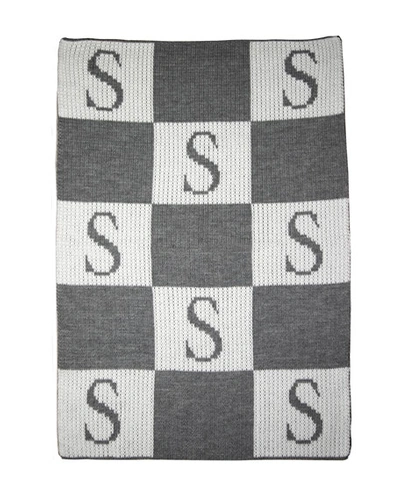 Butterscotch Blankees Personalized Check Colorblock Baby Blanket, Gray