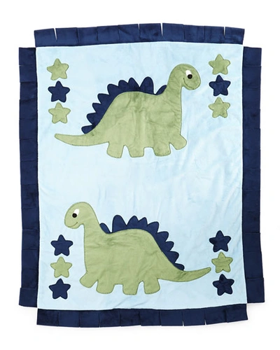 Boogie Baby Plush Dino The Dinosaur Blanket, Blue/green