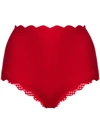 Marysia Santa Monica High-waist Scalloped Swim Bikini Bottom In Red