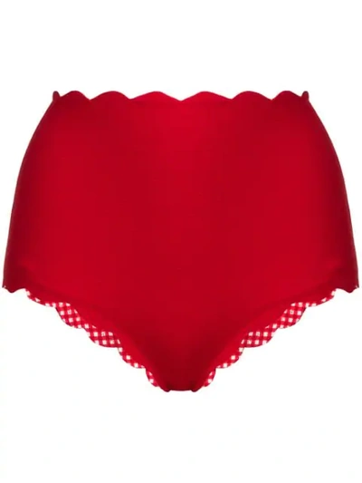 Marysia Santa Monica High-waist Scalloped Swim Bikini Bottom In Red