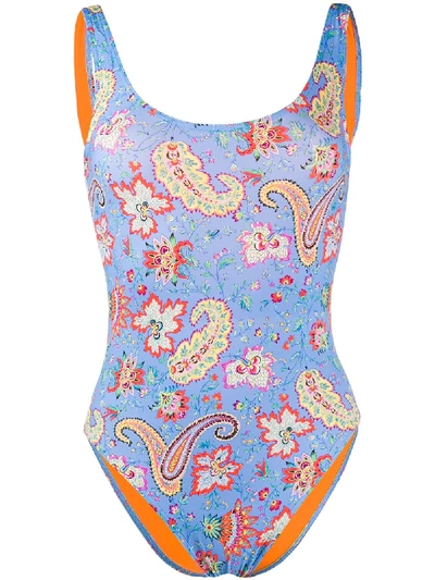 Etro Clianthus Paisley Print Swimsuit In Blue