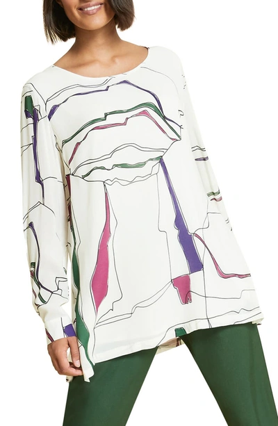 Marina Rinaldi Plus Size Fatalita Abstract-print Blouse In White