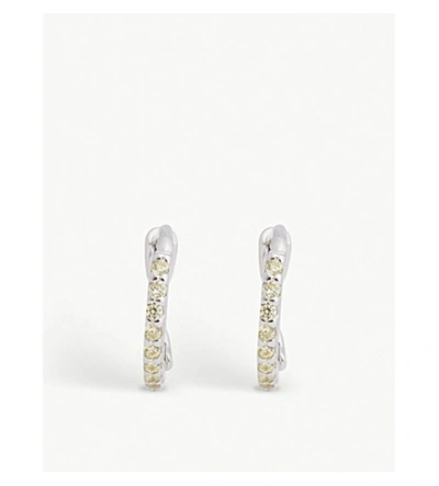 Astrid & Miyu Crystal Rhodium-plated Huggie Earring In Yellow/silver