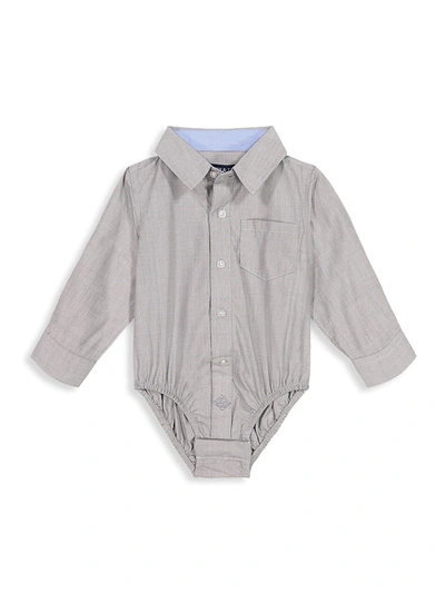 Andy & Evan Kids' Baby Boy's Poplin Button-down Shirtzie In Grey