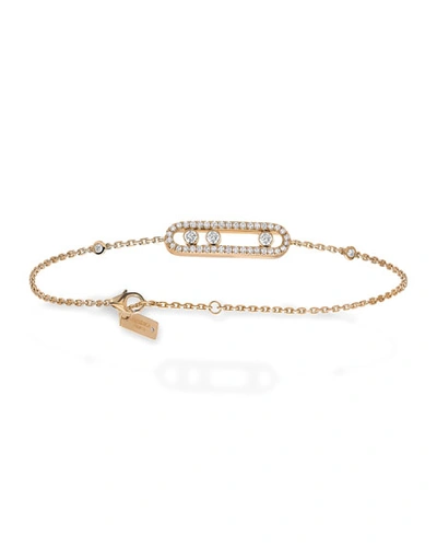 Messika Baby Move Pave Diamond Station Chain Bracelet In 18k Rose Gold In Pink
