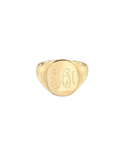 Zoe Lev Jewelry Large Personalized Initial Signet Ring In Gold