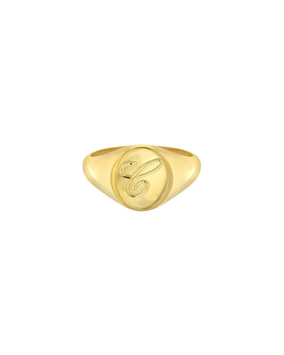 Zoe Lev Jewelry Small Personalized Initial Signet Ring In Gold