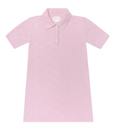 Gucci Kids' Girl's Metallic Gg Jacquard Short-sleeve Polo Dress, Size 4-12 In Pink