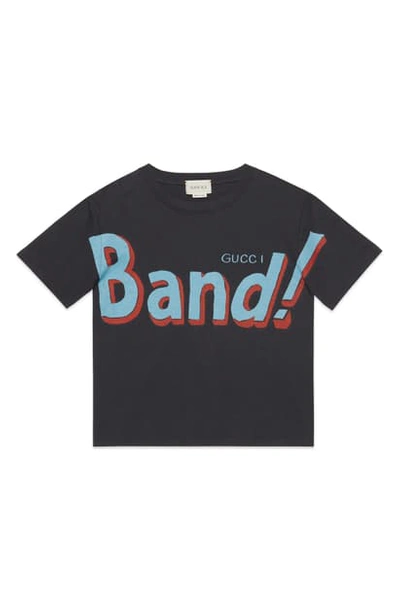 Gucci Kids' Girl's Vintage Band Graphic Jersey T-shirt, Size 4-12 In Vintage Dark Grey