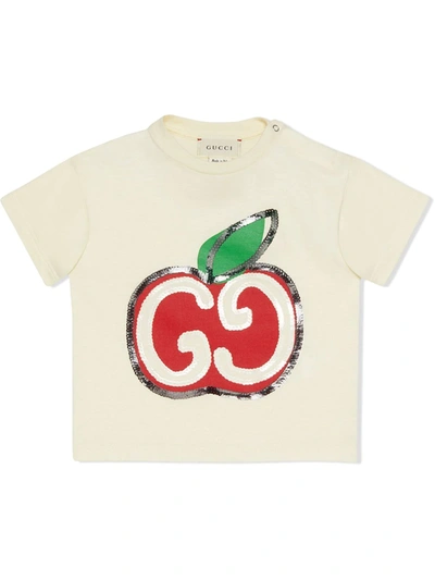 Gucci Kids' Girl's Sequin Gg Apple Graphic Short-sleeve T-shirt, Size 4-10 In White