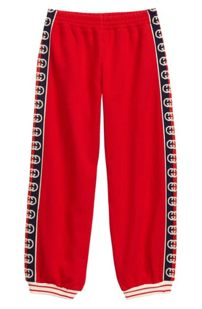 Gucci Kids' Boy's Jogger Pants With Gg Side Trim, Size 4-12 In Rosso/multicolor