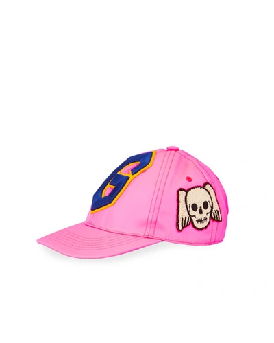 Gucci Kid's Varsity Logo Baseball Hat In Pink