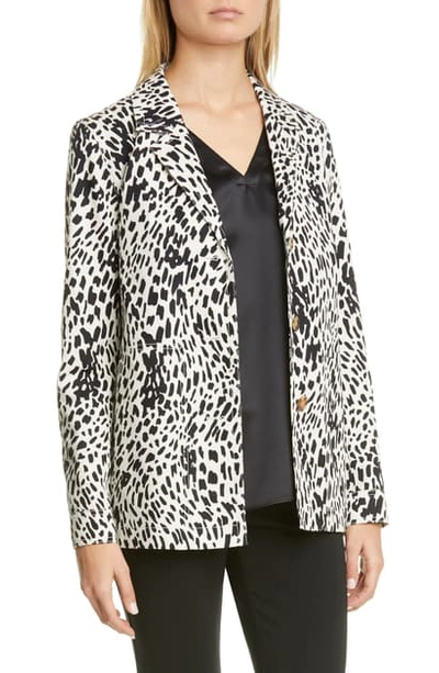 Lafayette 148 Coleman Cheetah-print Twill Jacket In Black Multi