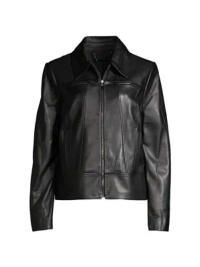 Elie Tahari Addison Zip-front Leather Jacket In Black