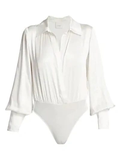 Cinq À Sept Carine Blouson-sleeve Silk Bodysuit In Ivory