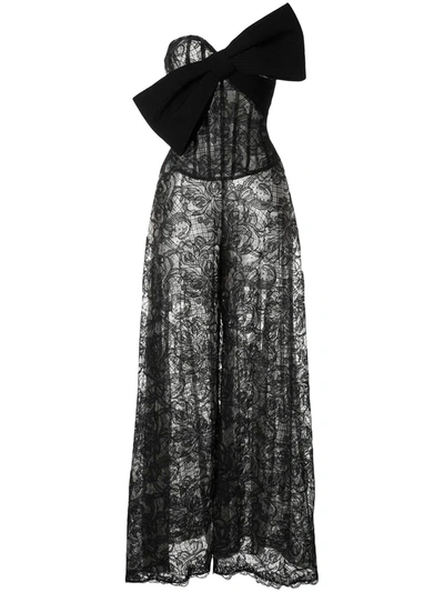 Saiid Kobeisy Bow Lace Jumpsuit In Black