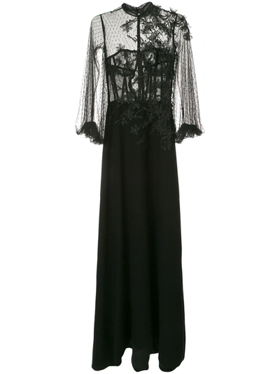 Saiid Kobeisy Floral Embroidered Gown In Black