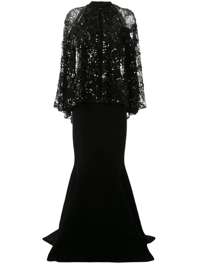 Saiid Kobeisy Cold-shoulder Sequin Gown In Black