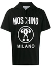 Moschino Double Question Mark Hooded T-shirt In Black