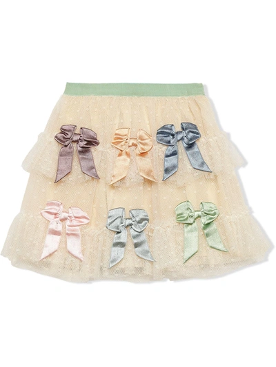 Gucci Babies' Tulle Plumetis Skirt With Bows In Pink
