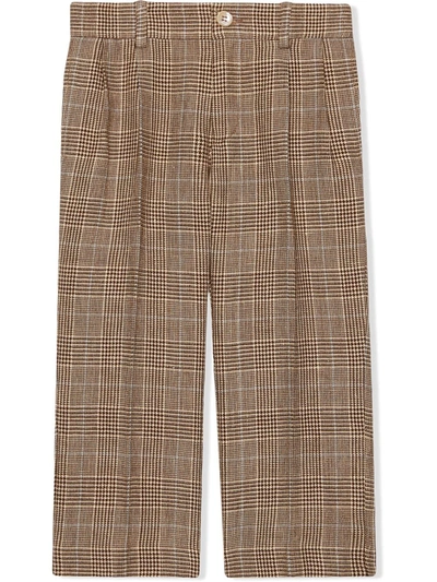 Gucci Kids' Check Tailored Trousers In Neutrals