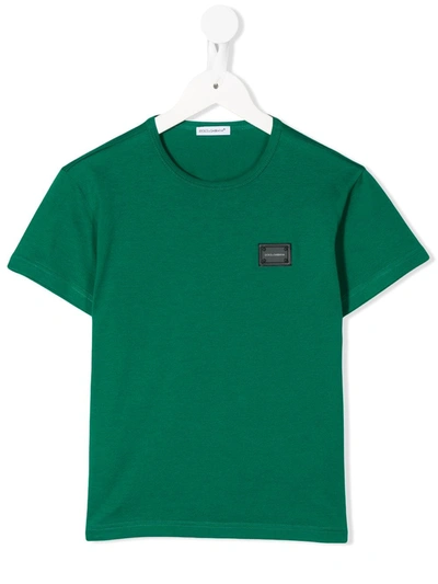 Dolce & Gabbana Kids' Round Neck T-shirt In Green