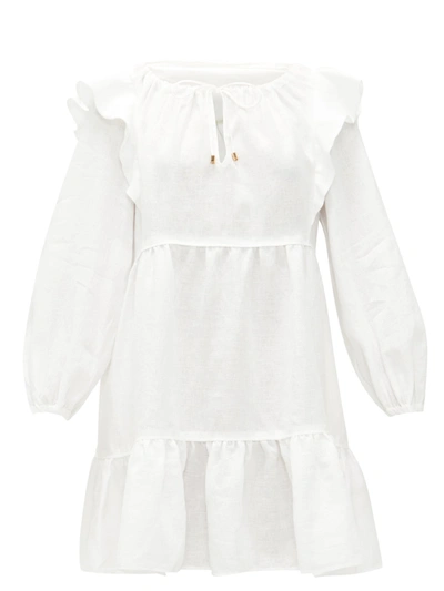 ephemera linen dress Ephemera Linen Garland Ruffle Neck Casual Mini Dress Women's White Size: 38  NWT