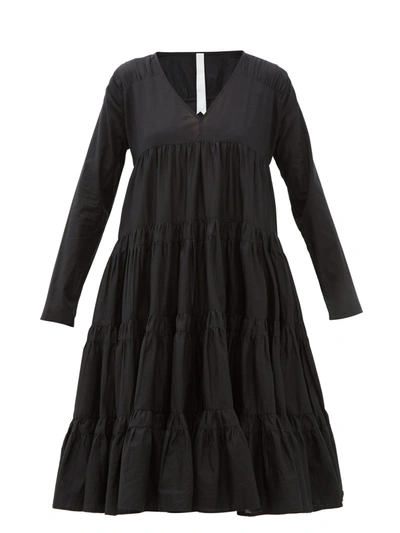 Merlette Rodas Tiered Pima-cotton Dress In Black
