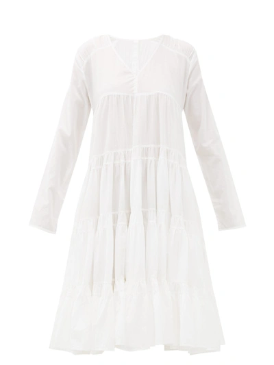 Merlette Essaouria Tiered Cotton-lawn Midi Dress In White