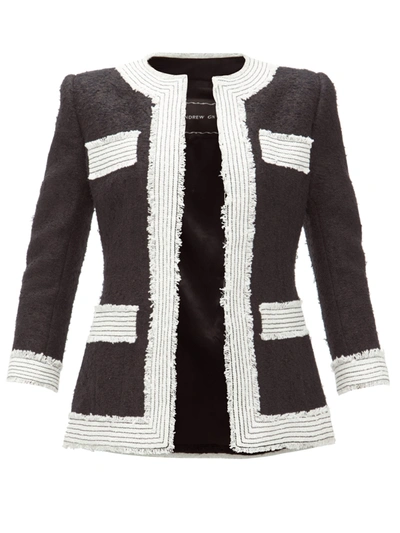 Andrew Gn Tweed Fitted Jacket In Black White