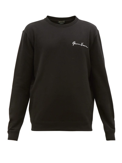 Versace Signature-embroidered Cotton Sweatshirt In Black