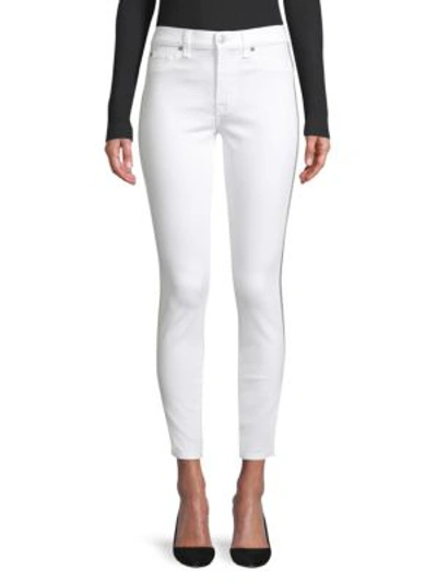 7 For All Mankind Side Stripe Skinny Ankle Jeans In Winter White