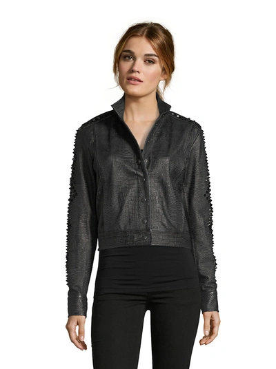 Robert Graham Greta Embellished Leather Jacket In Black