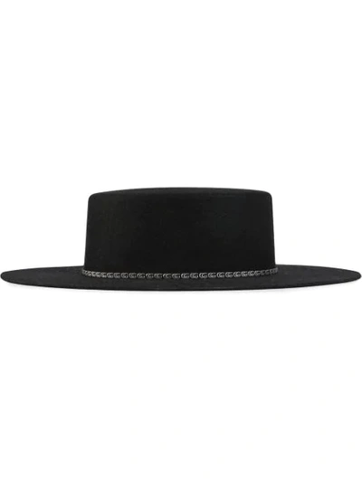 Gucci Gg-ribbon Felted Wide-brim Hat In Black