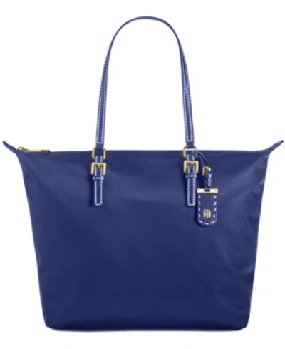 Tommy Hilfiger Julia Zipper Nylon Tote In Tommy Navy/gold | ModeSens