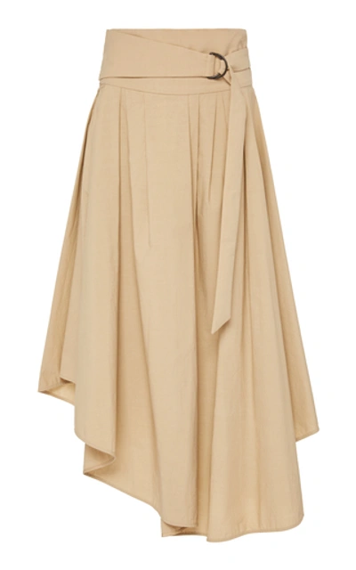 Brunello Cucinelli Cotton Poplin Asymmetric Hem Wrap Skirt In Neutral