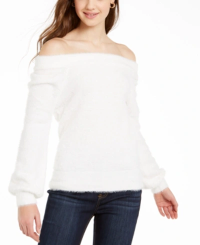 Almost Famous Juniors' Off-the-shoulder Sweater In Ivory