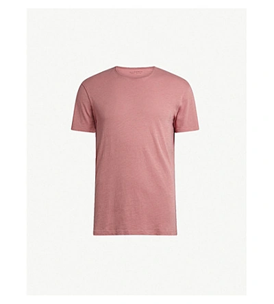 Allsaints Figure Crewneck Cotton-jersey T-shirt In Facade Pink