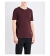 Allsaints Figure Crewneck Cotton-jersey T-shirt In Damson Red