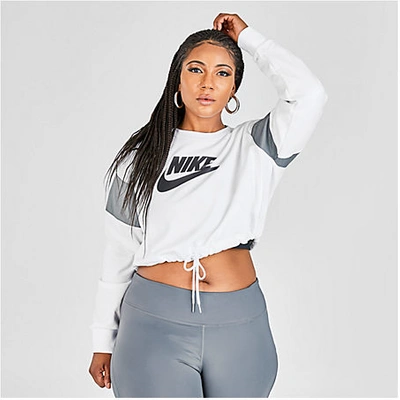 Nike Women's Sportswear Heritage Crop Crew Sweatshirt (plus Size) In White