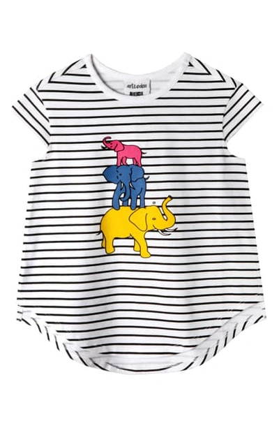 Art & Eden Babies' X Animal Planet Jungle Tee In Black Stripe Elephant