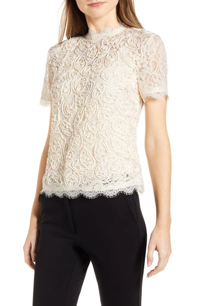 Anne Klein Lace Short Sleeve Blouse In Anne White