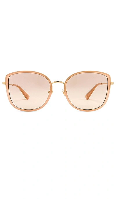 Gucci Rounded Square 太阳镜 In Gold & Pink