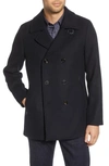 Ted Baker Westutt Wool Blend Peacoat In Navy