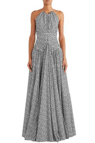 Alaïa Open-back Flocked Wool-blend Gown In White