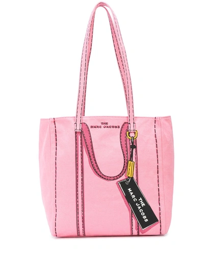 Marc Jacobs The Trompe Loeil Tag Cotton & Linen Tote Bag In Pink