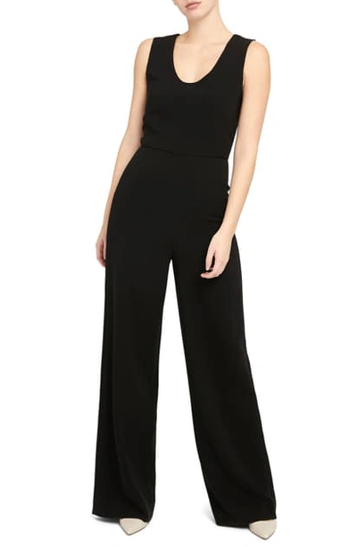 Theory Seamed Scoop-neck Jumpsuit In Black