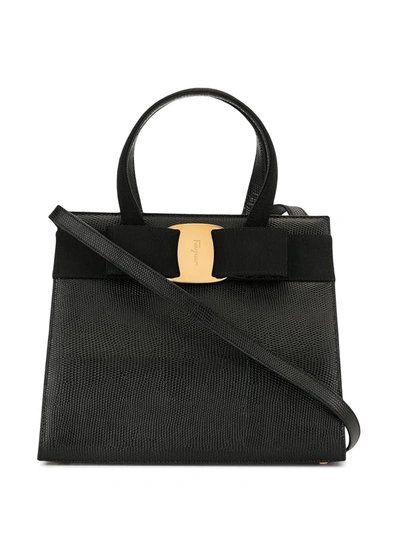 Pre-owned Ferragamo Vara Bow Handbag In Black