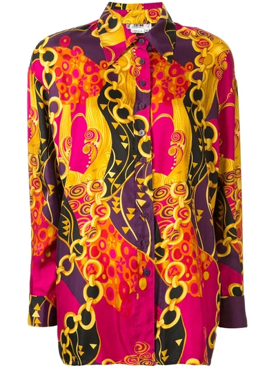 Pre-owned Celine Silk Chain Print Shirt In Multicolour